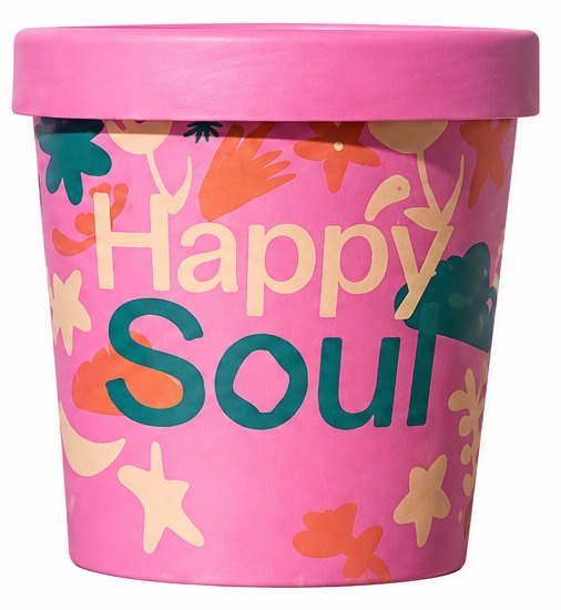 Pote de 100 ml de Happy Soul sabor Maracumango, tapa rosa